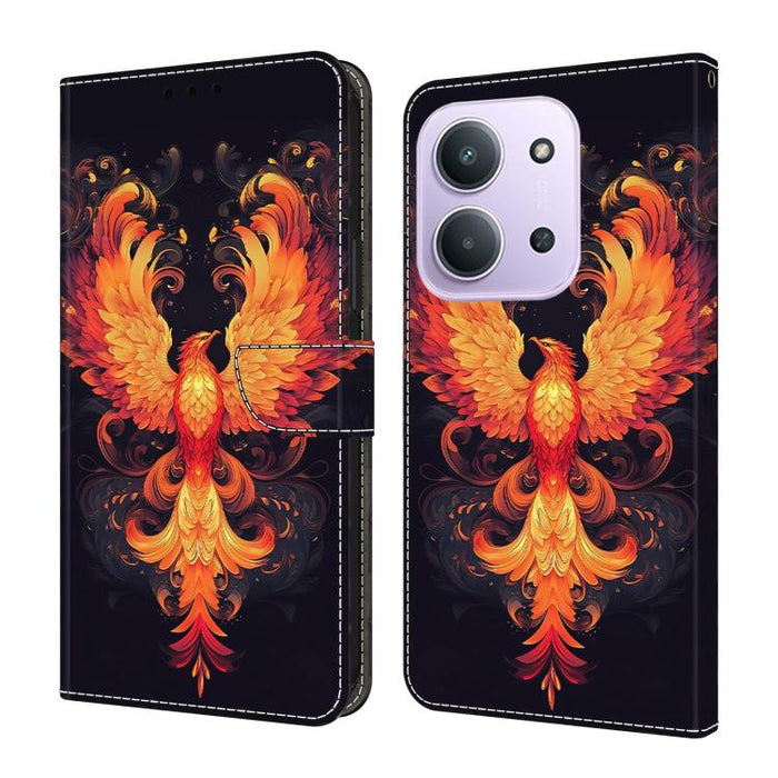 Funda para teléfono de cuero vegano pintado con efecto cristal, For Redmi 15 5G / 4G EU 171mm, For Redmi 15C 5G / 4G Global 171mm, For Redmi Note 14 4G 164.84mm, For Redmi Note 14 Pro+ 5G / Poco X7 5G