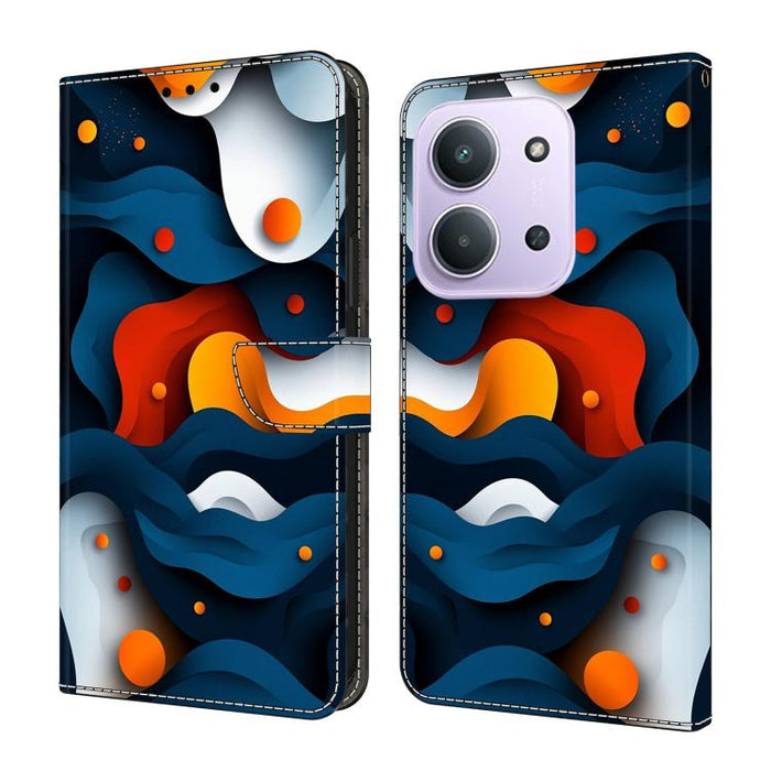 Funda para teléfono de cuero vegano pintado con efecto cristal, For Redmi 15 5G / 4G EU 171mm, For Redmi 15C 5G / 4G Global 171mm, For Redmi Note 14 4G 164.84mm, For Redmi Note 14 Pro+ 5G / Poco X7 5G