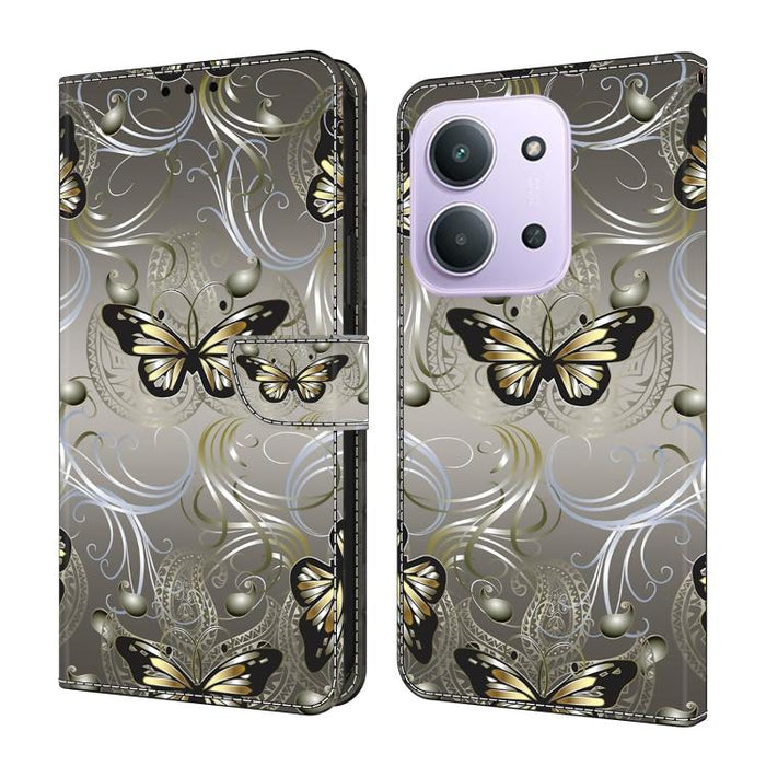 Funda para teléfono de cuero vegano pintado con efecto cristal, For Redmi 15 5G / 4G EU 171mm, For Redmi 15C 5G / 4G Global 171mm, For Redmi Note 14 4G 164.84mm, For Redmi Note 14 Pro+ 5G / Poco X7 5G