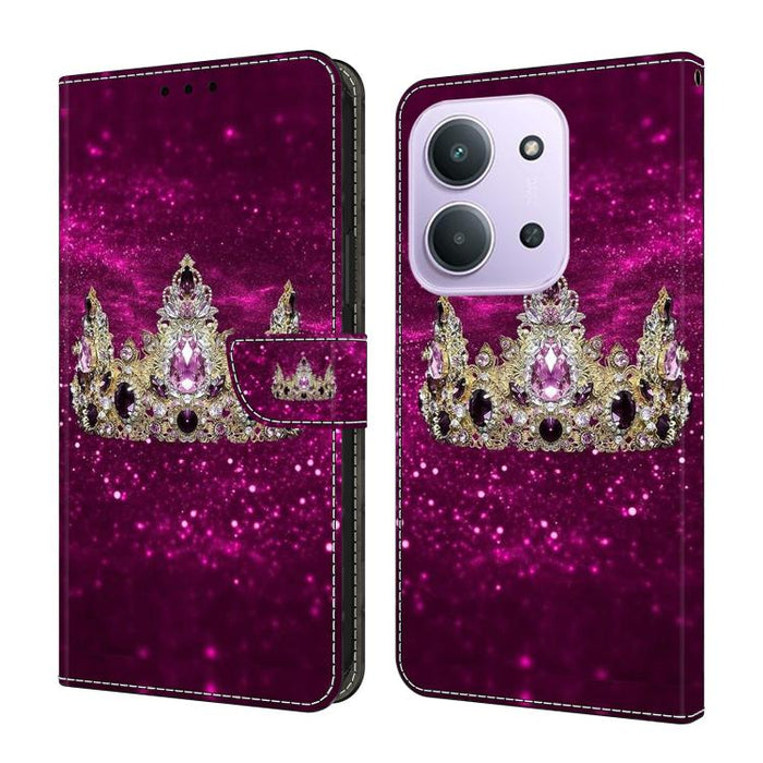 Funda para teléfono de cuero vegano pintado con efecto cristal, For Redmi 15 5G / 4G EU 171mm, For Redmi 15C 5G / 4G Global 171mm, For Redmi Note 14 4G 164.84mm, For Redmi Note 14 Pro+ 5G / Poco X7 5G