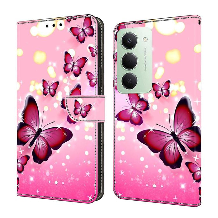 Funda para teléfono de cuero vegano pintado con efecto cristal, For Redmi 15 5G / 4G EU 171mm, For Redmi 15C 5G / 4G Global 171mm, For Redmi Note 14 4G 164.84mm, For Redmi Note 14 Pro+ 5G / Poco X7 5G