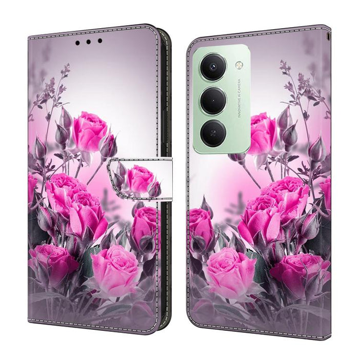 Funda para teléfono de cuero vegano pintado con efecto cristal, For Redmi 15 5G / 4G EU 171mm, For Redmi 15C 5G / 4G Global 171mm, For Redmi Note 14 4G 164.84mm, For Redmi Note 14 Pro+ 5G / Poco X7 5G