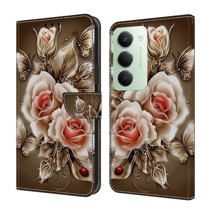 Funda para teléfono de cuero vegano pintado con efecto cristal, For Redmi 15 5G / 4G EU 171mm, For Redmi 15C 5G / 4G Global 171mm, For Redmi Note 14 4G 164.84mm, For Redmi Note 14 Pro+ 5G / Poco X7 5G
