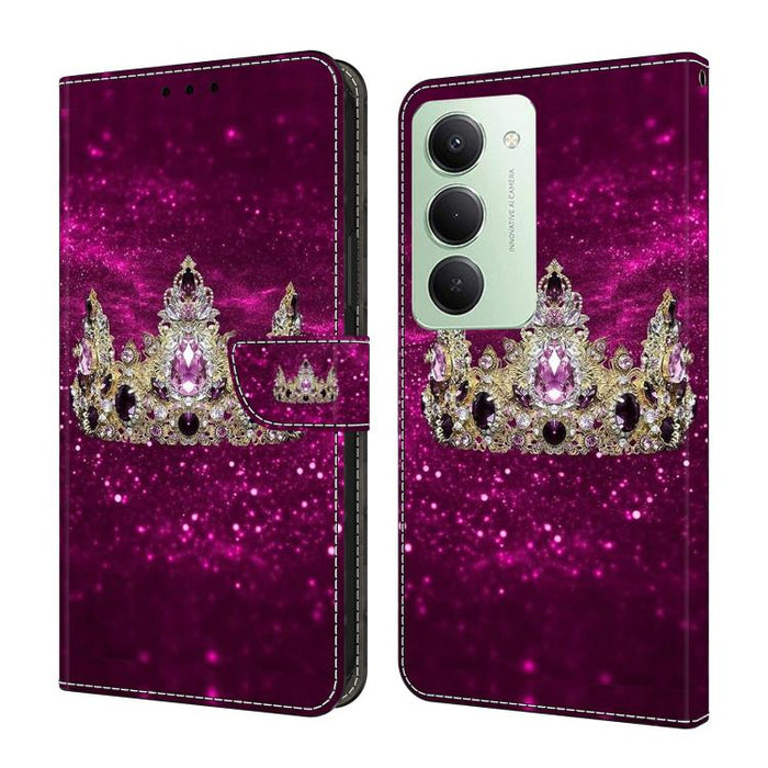 Funda para teléfono de cuero vegano pintado con efecto cristal, For Redmi 15 5G / 4G EU 171mm, For Redmi 15C 5G / 4G Global 171mm, For Redmi Note 14 4G 164.84mm, For Redmi Note 14 Pro+ 5G / Poco X7 5G