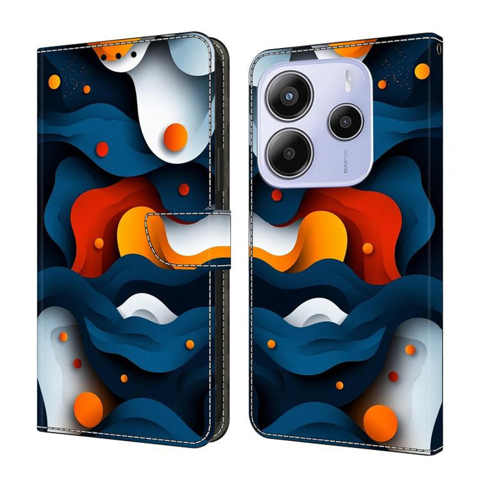 Funda para teléfono de cuero vegano pintado con efecto cristal, For Redmi 15 5G / 4G EU 171mm, For Redmi 15C 5G / 4G Global 171mm, For Redmi Note 14 4G 164.84mm, For Redmi Note 14 Pro+ 5G / Poco X7 5G