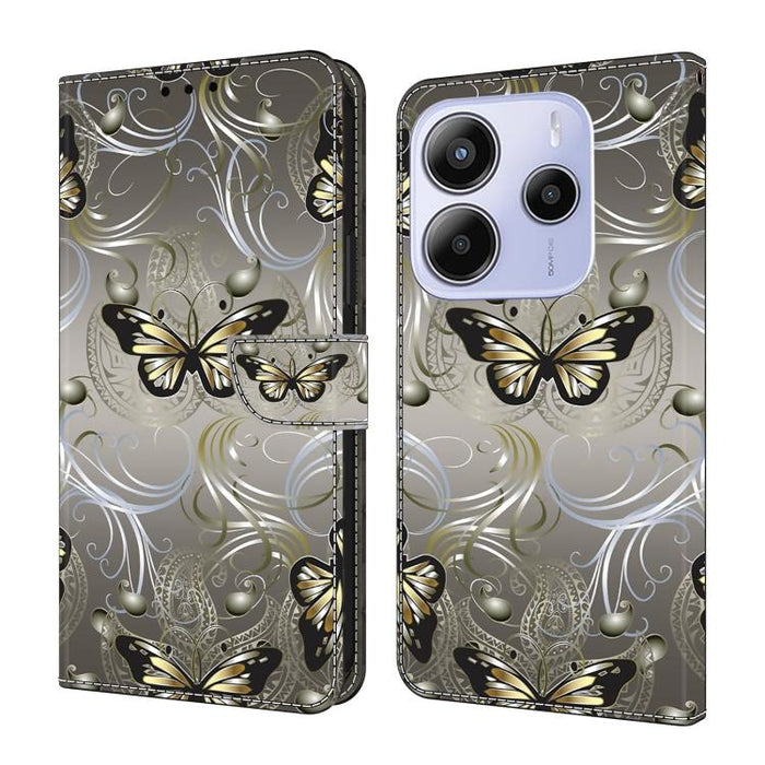 Funda para teléfono de cuero vegano pintado con efecto cristal, For Redmi 15 5G / 4G EU 171mm, For Redmi 15C 5G / 4G Global 171mm, For Redmi Note 14 4G 164.84mm, For Redmi Note 14 Pro+ 5G / Poco X7 5G