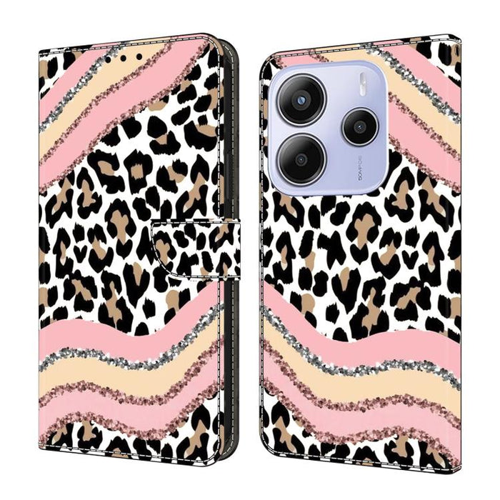 Funda para teléfono de cuero vegano pintado con efecto cristal, For Redmi 15 5G / 4G EU 171mm, For Redmi 15C 5G / 4G Global 171mm, For Redmi Note 14 4G 164.84mm, For Redmi Note 14 Pro+ 5G / Poco X7 5G