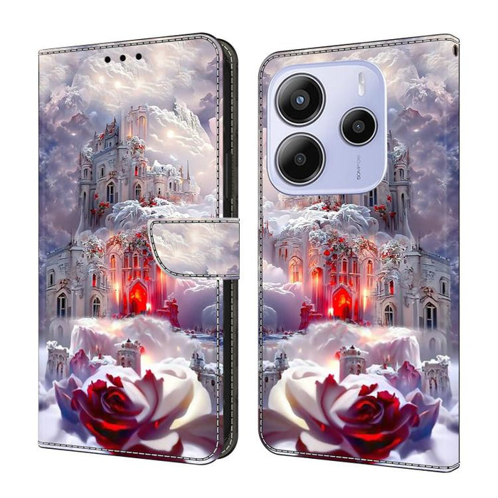 Funda para teléfono de cuero vegano pintado con efecto cristal, For Redmi 15 5G / 4G EU 171mm, For Redmi 15C 5G / 4G Global 171mm, For Redmi Note 14 4G 164.84mm, For Redmi Note 14 Pro+ 5G / Poco X7 5G