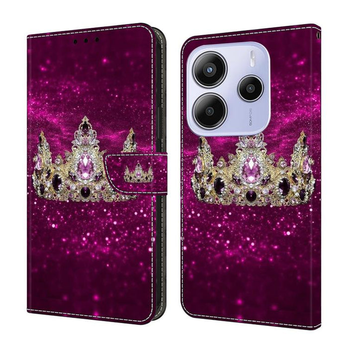 Funda para teléfono de cuero vegano pintado con efecto cristal, For Redmi 15 5G / 4G EU 171mm, For Redmi 15C 5G / 4G Global 171mm, For Redmi Note 14 4G 164.84mm, For Redmi Note 14 Pro+ 5G / Poco X7 5G