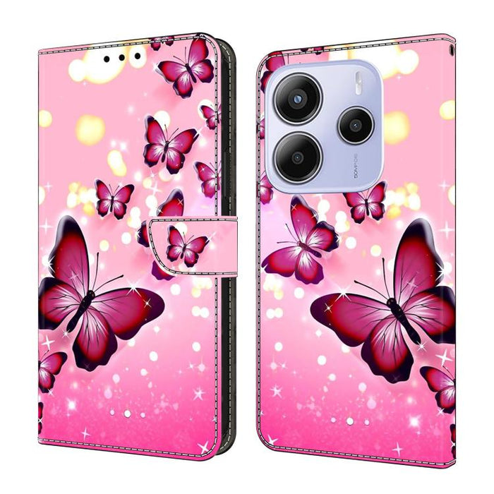 Funda para teléfono de cuero vegano pintado con efecto cristal, For Redmi Note 14 Pro 4G, For Redmi Note 14 4G 163.25mm, For Redmi Note 14 5G, For Redmi Note 14 Pro 5G
