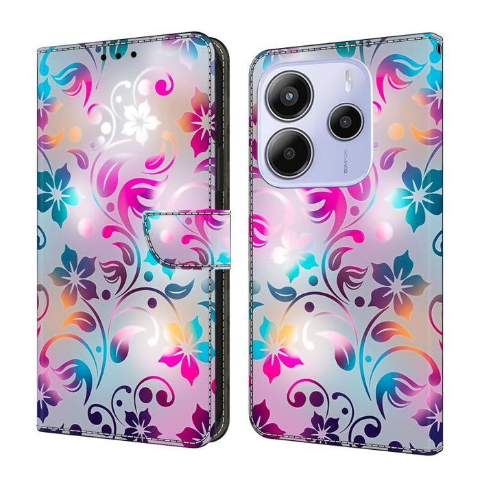 Funda para teléfono de cuero vegano pintado con efecto cristal, For Redmi Note 14 Pro 4G, For Redmi Note 14 4G 163.25mm, For Redmi Note 14 5G, For Redmi Note 14 Pro 5G