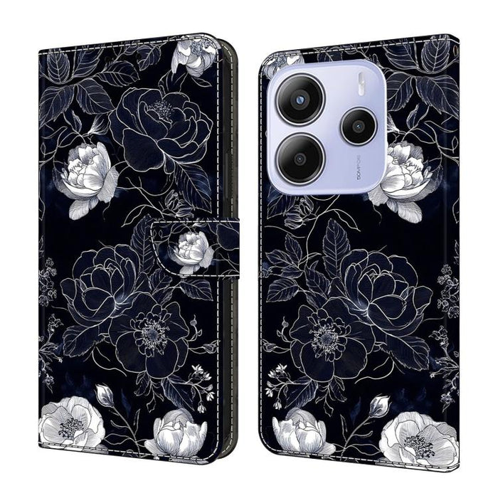 Funda para teléfono de cuero vegano pintado con efecto cristal, For Redmi Note 14 Pro 4G, For Redmi Note 14 4G 163.25mm, For Redmi Note 14 5G, For Redmi Note 14 Pro 5G