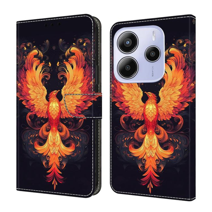 Funda para teléfono de cuero vegano pintado con efecto cristal, For Redmi Note 14 Pro 4G, For Redmi Note 14 4G 163.25mm, For Redmi Note 14 5G, For Redmi Note 14 Pro 5G