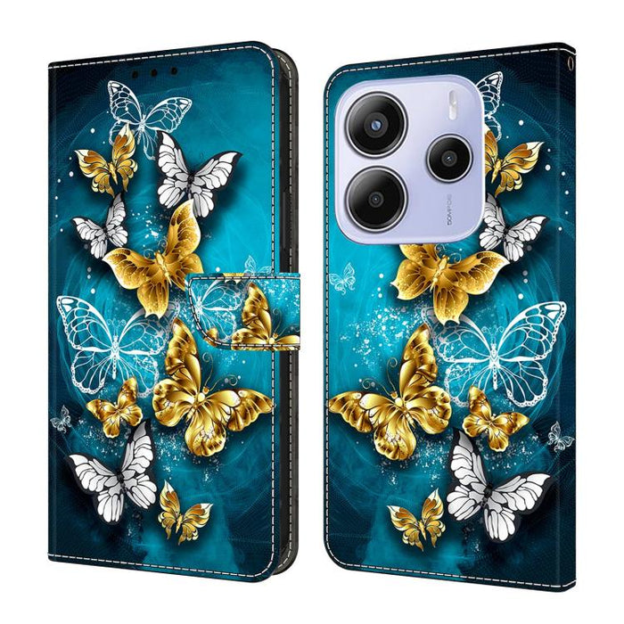Funda para teléfono de cuero vegano pintado con efecto cristal, For Redmi Note 14 Pro 4G, For Redmi Note 14 4G 163.25mm, For Redmi Note 14 5G, For Redmi Note 14 Pro 5G