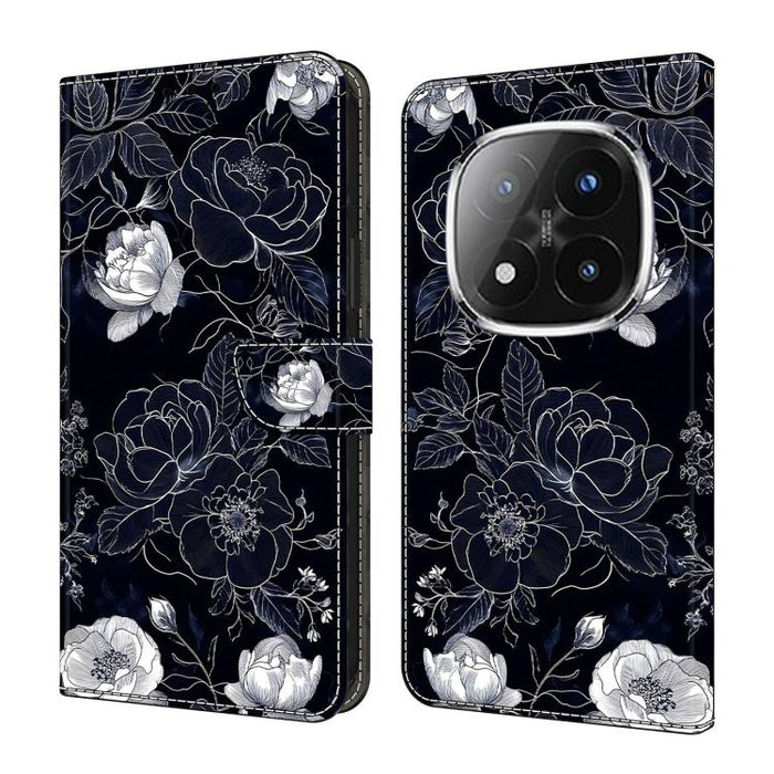 Funda para teléfono de cuero vegano pintado con efecto cristal, For Redmi 15 5G / 4G EU 171mm, For Redmi 15C 5G / 4G Global 171mm, For Redmi Note 14 4G 164.84mm, For Redmi Note 14 Pro+ 5G / Poco X7 5G