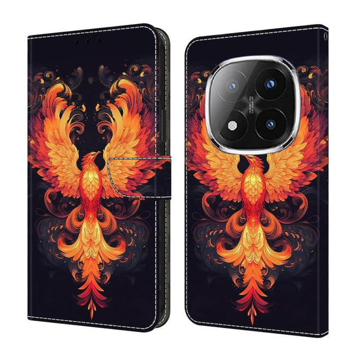 Funda para teléfono de cuero vegano pintado con efecto cristal, For Redmi 15 5G / 4G EU 171mm, For Redmi 15C 5G / 4G Global 171mm, For Redmi Note 14 4G 164.84mm, For Redmi Note 14 Pro+ 5G / Poco X7 5G