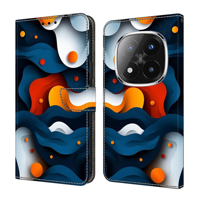 Funda para teléfono de cuero vegano pintado con efecto cristal, For Redmi Note 14 Pro 4G, For Redmi Note 14 4G 163.25mm, For Redmi Note 14 5G, For Redmi Note 14 Pro 5G