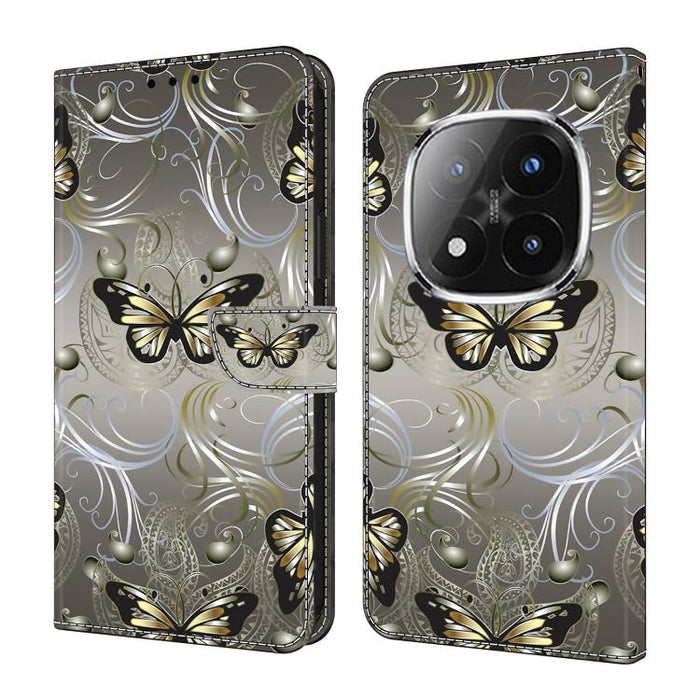 Funda para teléfono de cuero vegano pintado con efecto cristal, For Redmi 15 5G / 4G EU 171mm, For Redmi 15C 5G / 4G Global 171mm, For Redmi Note 14 4G 164.84mm, For Redmi Note 14 Pro+ 5G / Poco X7 5G
