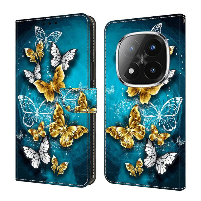 Funda para teléfono de cuero vegano pintado con efecto cristal, For Redmi 15 5G / 4G EU 171mm, For Redmi 15C 5G / 4G Global 171mm, For Redmi Note 14 4G 164.84mm, For Redmi Note 14 Pro+ 5G / Poco X7 5G