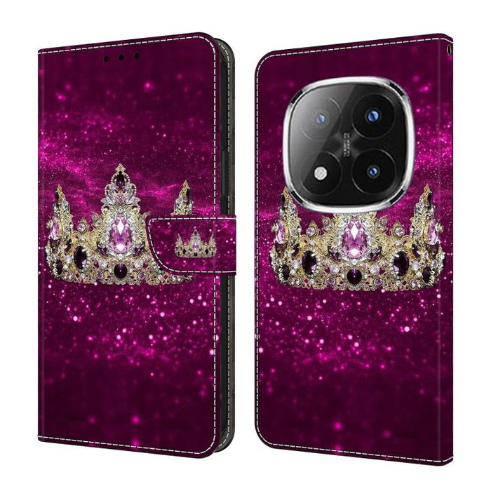 Funda para teléfono de cuero vegano pintado con efecto cristal, For Redmi Note 14 Pro 4G, For Redmi Note 14 4G 163.25mm, For Redmi Note 14 5G, For Redmi Note 14 Pro 5G