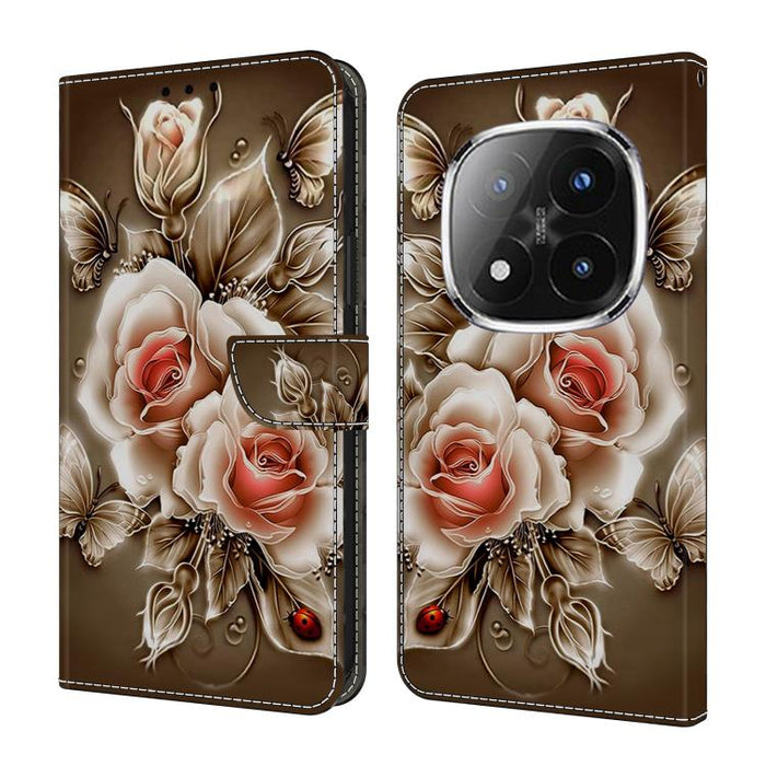 Funda para teléfono de cuero vegano pintado con efecto cristal, For Redmi Note 14 Pro 4G, For Redmi Note 14 4G 163.25mm, For Redmi Note 14 5G, For Redmi Note 14 Pro 5G