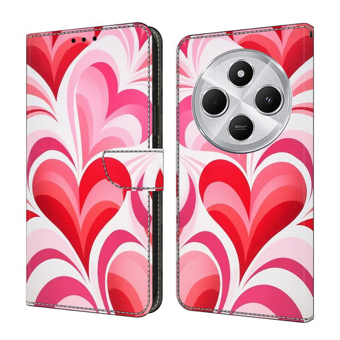 Funda para teléfono de cuero vegano pintado con efecto cristal, For Redmi Note 14 Pro 5G, For Redmi 14C 4G, For Redmi 13C 4G / 5G, For Redmi K70E / Poco X6 Pro