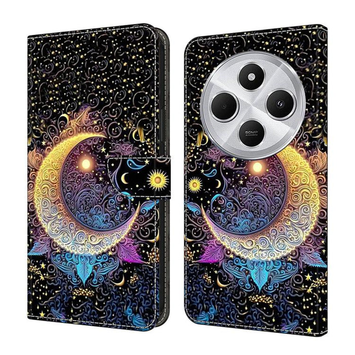 Funda para teléfono de cuero vegano pintado con efecto cristal, For Redmi Note 14 Pro 5G, For Redmi 14C 4G, For Redmi 13C 4G / 5G, For Redmi K70E / Poco X6 Pro