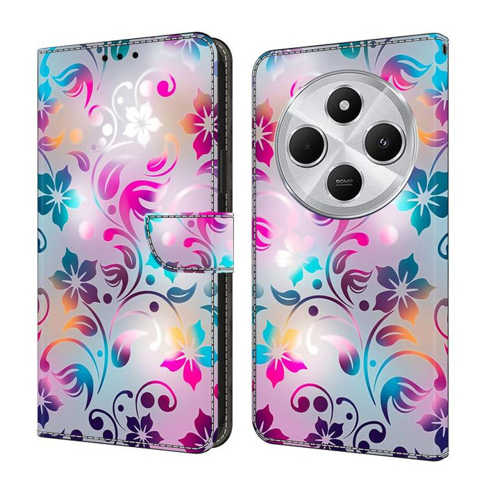 Funda para teléfono de cuero vegano pintado con efecto cristal, For Redmi Note 14 Pro 5G, For Redmi 14C 4G, For Redmi 13C 4G / 5G, For Redmi K70E / Poco X6 Pro