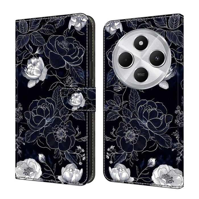 Funda para teléfono de cuero vegano pintado con efecto cristal, For Redmi Note 14 Pro 5G, For Redmi 14C 4G, For Redmi 13C 4G / 5G, For Redmi K70E / Poco X6 Pro