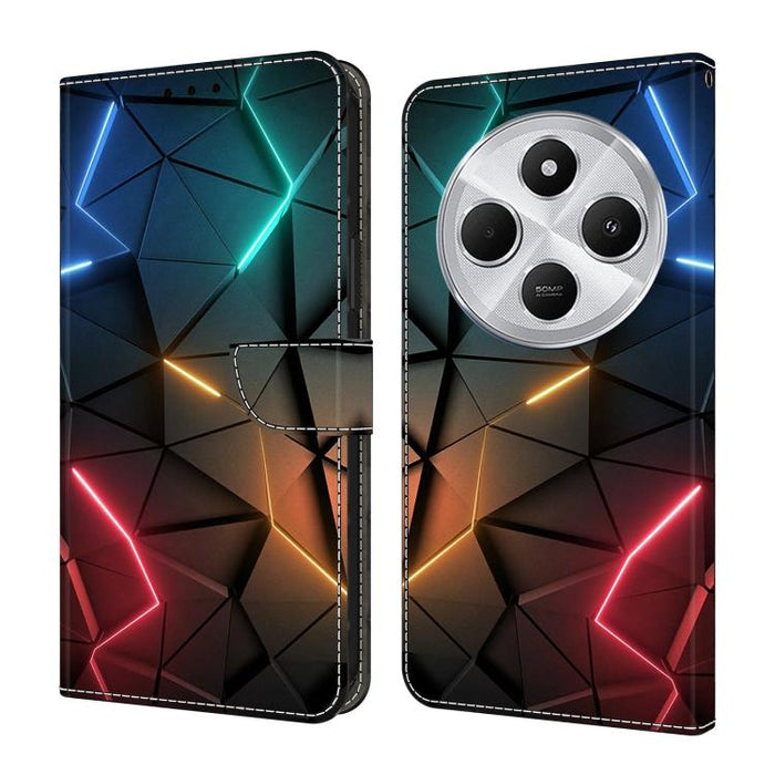 Funda para teléfono de cuero vegano pintado con efecto cristal, For Redmi Note 14 Pro 5G, For Redmi 14C 4G, For Redmi 13C 4G / 5G, For Redmi K70E / Poco X6 Pro
