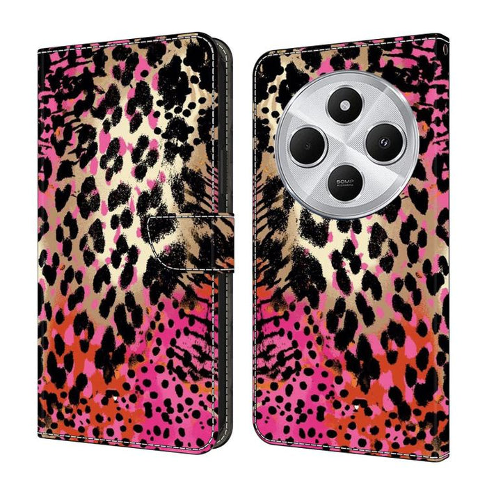 Funda para teléfono de cuero vegano pintado con efecto cristal, For Redmi Note 14 Pro 5G, For Redmi 14C 4G, For Redmi 13C 4G / 5G, For Redmi K70E / Poco X6 Pro