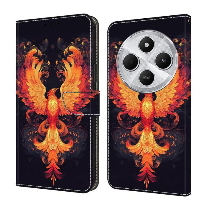 Funda para teléfono de cuero vegano pintado con efecto cristal, For Redmi Note 14 Pro 5G, For Redmi 14C 4G, For Redmi 13C 4G / 5G, For Redmi K70E / Poco X6 Pro