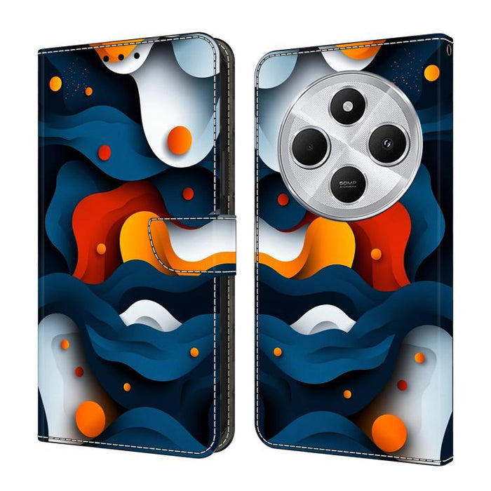 Funda para teléfono de cuero vegano pintado con efecto cristal, For Redmi Note 14 Pro 5G, For Redmi 14C 4G, For Redmi 13C 4G / 5G, For Redmi K70E / Poco X6 Pro