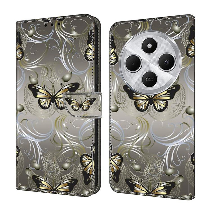 Funda para teléfono de cuero vegano pintado con efecto cristal, For Redmi Note 14 Pro 5G, For Redmi 14C 4G, For Redmi 13C 4G / 5G, For Redmi K70E / Poco X6 Pro