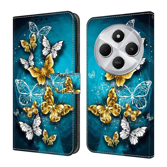 Funda para teléfono de cuero vegano pintado con efecto cristal, For Redmi Note 14 Pro 5G, For Redmi 14C 4G, For Redmi 13C 4G / 5G, For Redmi K70E / Poco X6 Pro