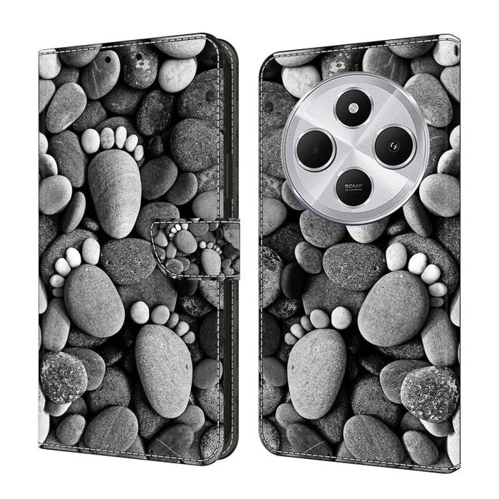 Funda para teléfono de cuero vegano pintado con efecto cristal, For Redmi Note 14 Pro 5G, For Redmi 14C 4G, For Redmi 13C 4G / 5G, For Redmi K70E / Poco X6 Pro