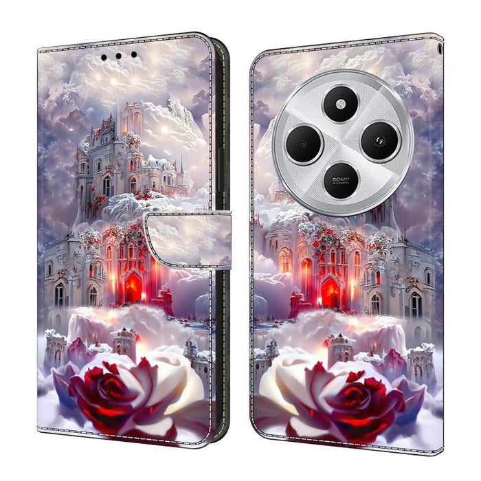 Funda para teléfono de cuero vegano pintado con efecto cristal, For Redmi Note 14 Pro 5G, For Redmi 14C 4G, For Redmi 13C 4G / 5G, For Redmi K70E / Poco X6 Pro