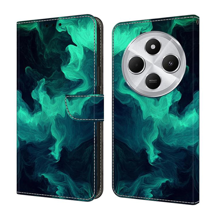 Funda para teléfono de cuero vegano pintado con efecto cristal, For Redmi Note 14 Pro 5G, For Redmi 14C 4G, For Redmi 13C 4G / 5G, For Redmi K70E / Poco X6 Pro