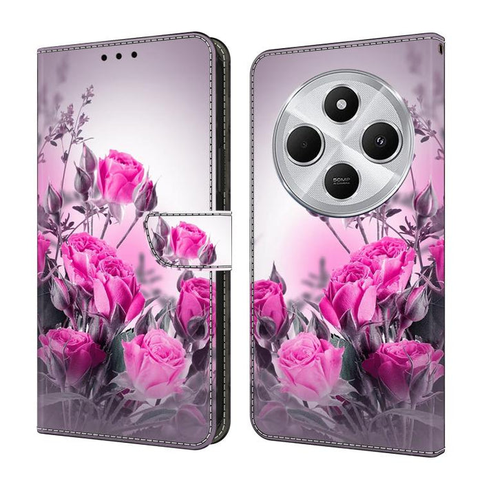 Funda para teléfono de cuero vegano pintado con efecto cristal, For Redmi Note 14 Pro 5G, For Redmi 14C 4G, For Redmi 13C 4G / 5G, For Redmi K70E / Poco X6 Pro