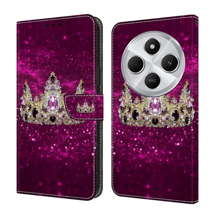 Funda para teléfono de cuero vegano pintado con efecto cristal, For Redmi Note 14 Pro 5G, For Redmi 14C 4G, For Redmi 13C 4G / 5G, For Redmi K70E / Poco X6 Pro