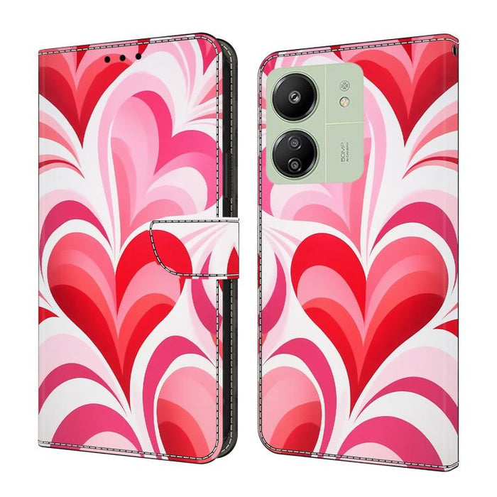 Funda para teléfono de cuero vegano pintado con efecto cristal, For Redmi Note 14 Pro 5G, For Redmi 14C 4G, For Redmi 13C 4G / 5G, For Redmi K70E / Poco X6 Pro