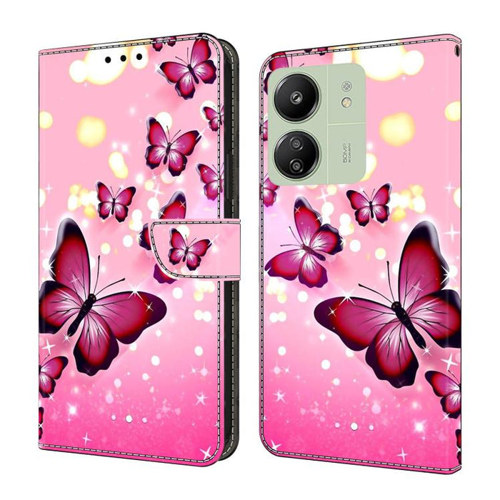 Funda para teléfono de cuero vegano pintado con efecto cristal, For Redmi Note 14 Pro 5G, For Redmi 14C 4G, For Redmi 13C 4G / 5G, For Redmi K70E / Poco X6 Pro