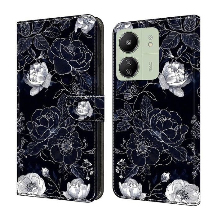 Funda para teléfono de cuero vegano pintado con efecto cristal, For Redmi Note 14 Pro 5G, For Redmi 14C 4G, For Redmi 13C 4G / 5G, For Redmi K70E / Poco X6 Pro