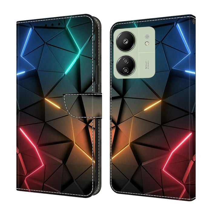 Funda para teléfono de cuero vegano pintado con efecto cristal, For Redmi Note 14 Pro 5G, For Redmi 14C 4G, For Redmi 13C 4G / 5G, For Redmi K70E / Poco X6 Pro