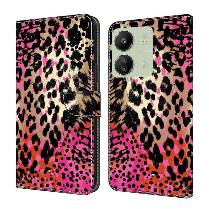 Funda para teléfono de cuero vegano pintado con efecto cristal, For Redmi Note 14 Pro 5G, For Redmi 14C 4G, For Redmi 13C 4G / 5G, For Redmi K70E / Poco X6 Pro