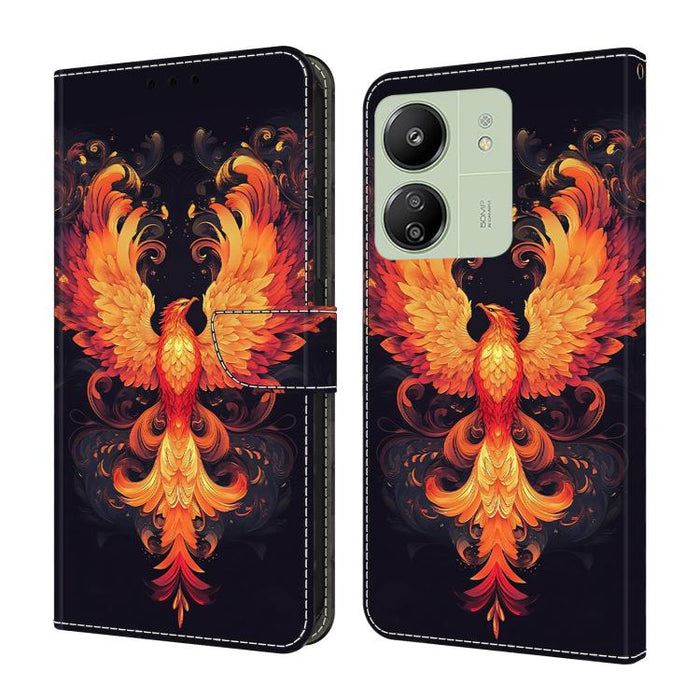 Funda para teléfono de cuero vegano pintado con efecto cristal, For Redmi Note 14 Pro 5G, For Redmi 14C 4G, For Redmi 13C 4G / 5G, For Redmi K70E / Poco X6 Pro