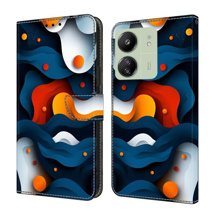 Funda para teléfono de cuero vegano pintado con efecto cristal, For Redmi Note 14 Pro 5G, For Redmi 14C 4G, For Redmi 13C 4G / 5G, For Redmi K70E / Poco X6 Pro