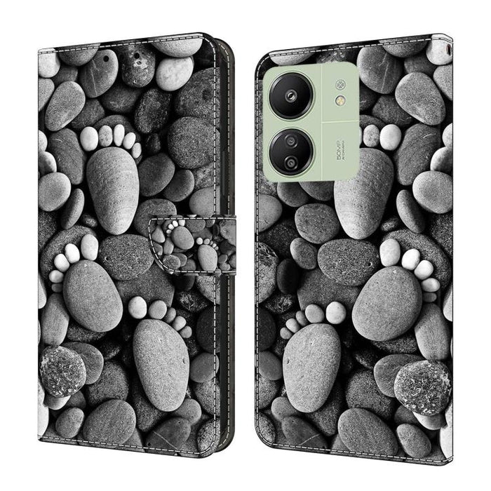 Funda para teléfono de cuero vegano pintado con efecto cristal, For Redmi Note 14 Pro 5G, For Redmi 14C 4G, For Redmi 13C 4G / 5G, For Redmi K70E / Poco X6 Pro