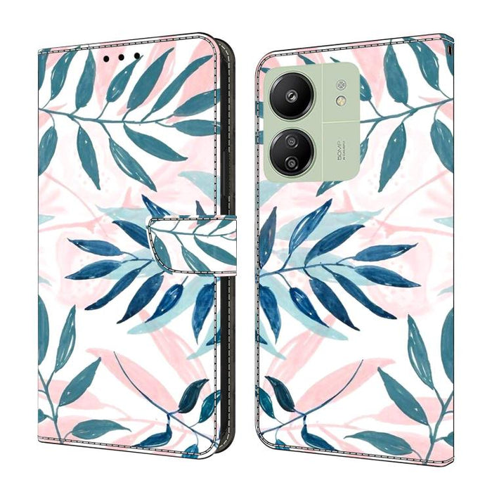 Funda para teléfono de cuero vegano pintado con efecto cristal, For Redmi Note 14 Pro 5G, For Redmi 14C 4G, For Redmi 13C 4G / 5G, For Redmi K70E / Poco X6 Pro
