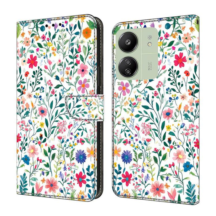 Funda para teléfono de cuero vegano pintado con efecto cristal, For Redmi Note 14 Pro 5G, For Redmi 14C 4G, For Redmi 13C 4G / 5G, For Redmi K70E / Poco X6 Pro